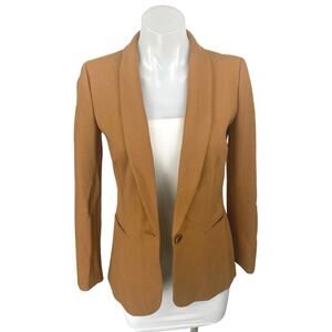 J.Crew Parke Women's Tan Wool Long Sleeve Shawl Collar Blazer Coat Jacket Size 0